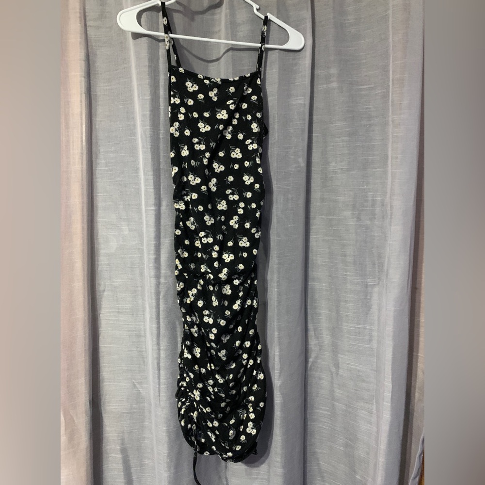 Cute ruched black dress with florals